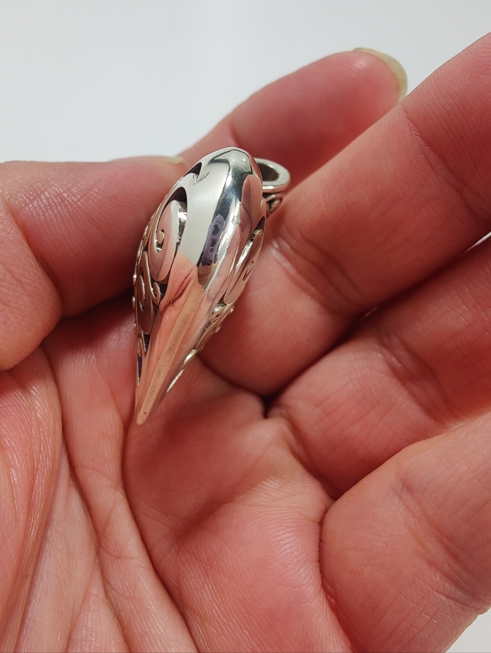 Brighton Puffy Heart Pendant Silver Tone 3D Filigree Scroll Large 1.5” Statement - Picture 5 of 5